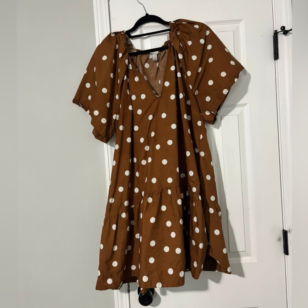 a new day Brown Dress with White Dots